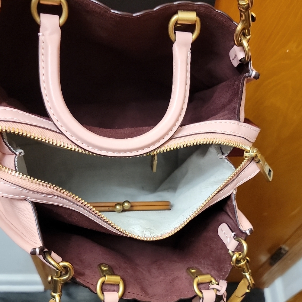 Coach ☆1941☆ Rogue 31 In Peony Pink W Snakeskin Tea Roses & Rivets No. 26890 - Picture 14 of 16